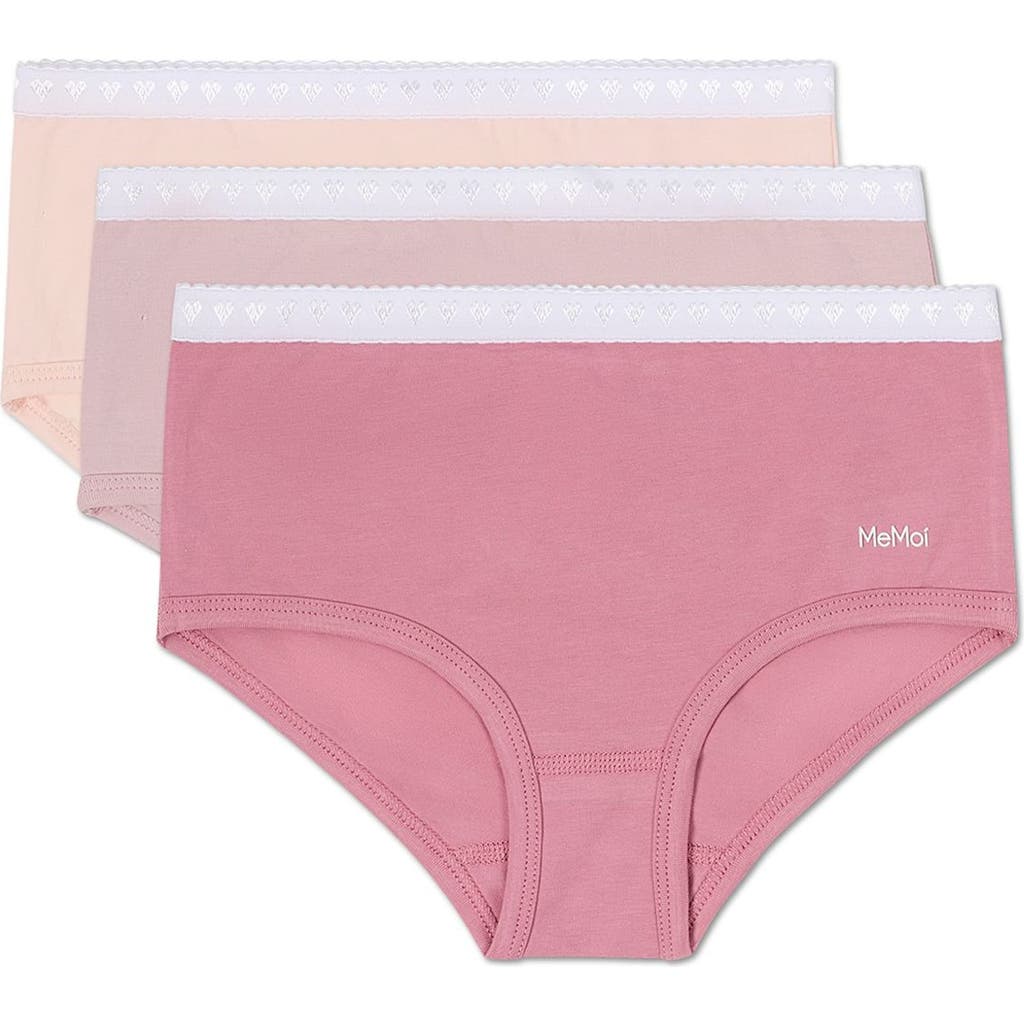 Memoi Girls' 3 Pair Pack Solid Chromatic Rose Briefs In Pink