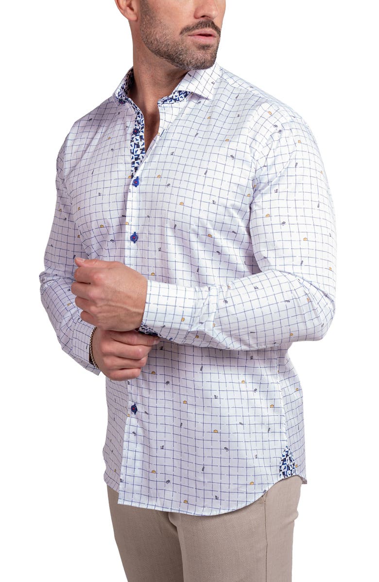 Maceoo Einstein Ascension 0230 Mouse & Cheese Print Contemporary Fit Button-Up Shirt, Alternate, color, White