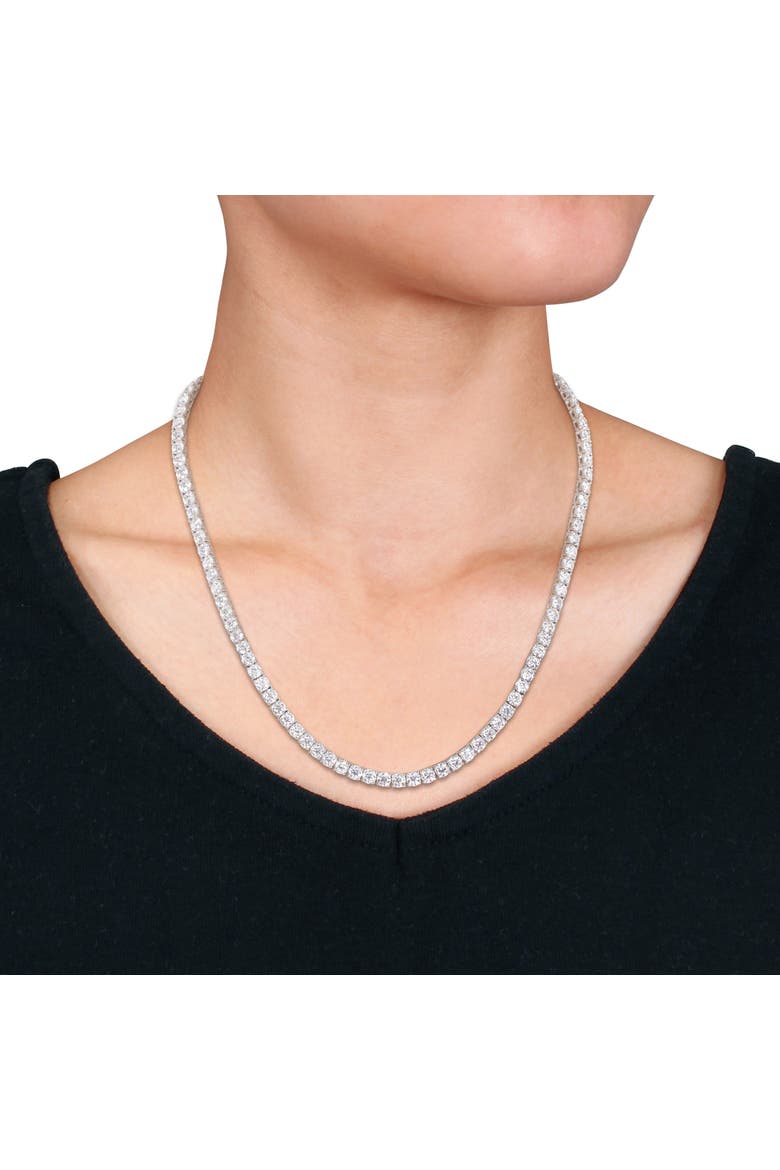 Moissanite Tennis Necklace, Alternate, color, Sterling Silver
