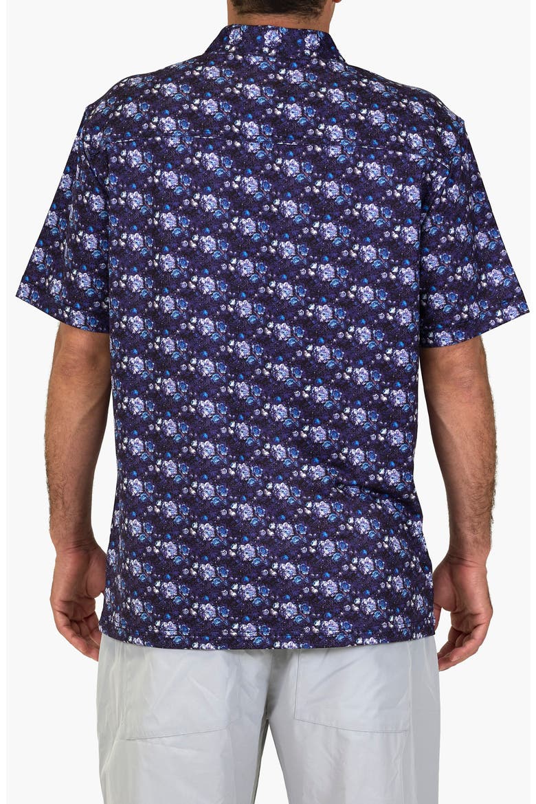 Digi Floral Aqua Terra Performance Short Sleeve Button-Up Shirt, Alternate, color, BLUE MULTI