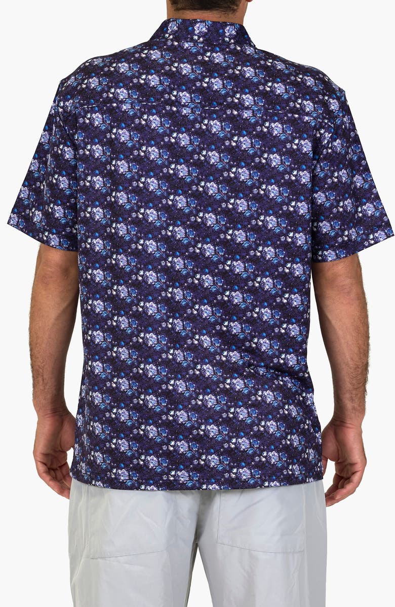 VAST Digi Floral Aqua Terra Performance Short Sleeve Button-Up Shirt, Alternate, color, Blue Multi