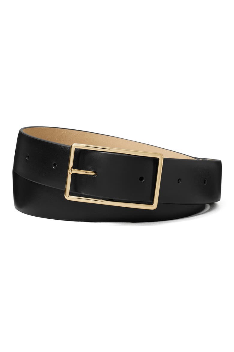 Gigi Leather Belt, Main, color, BLACK / GOLD