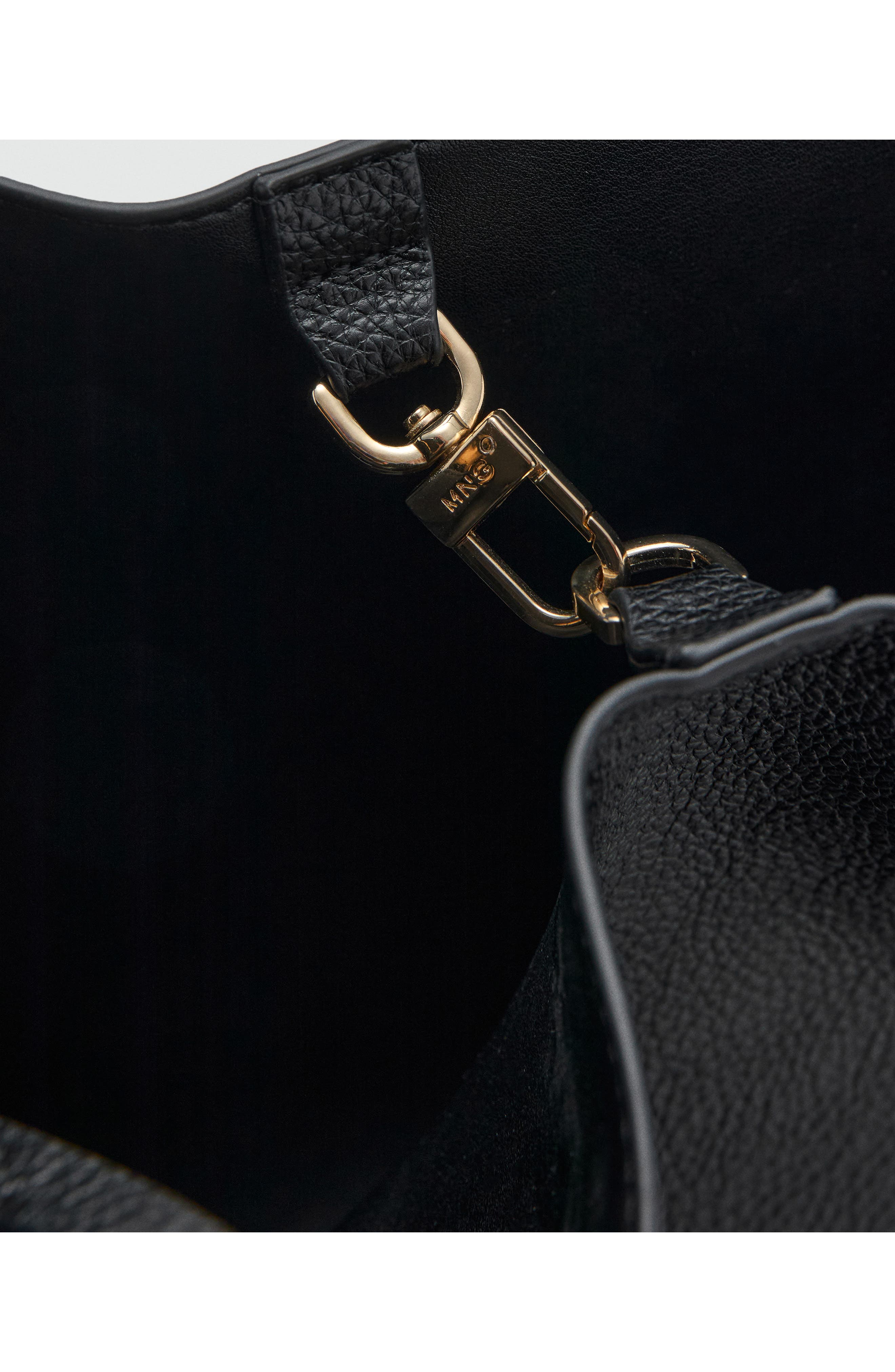 MANGO Medium Pebbled Faux Leather Handbag, Alternate, color, 