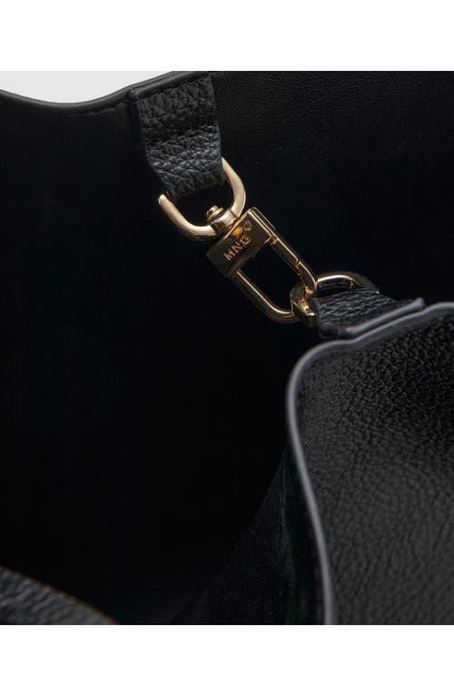 Mango Medium Pebbled Faux Leather Handbag In Black