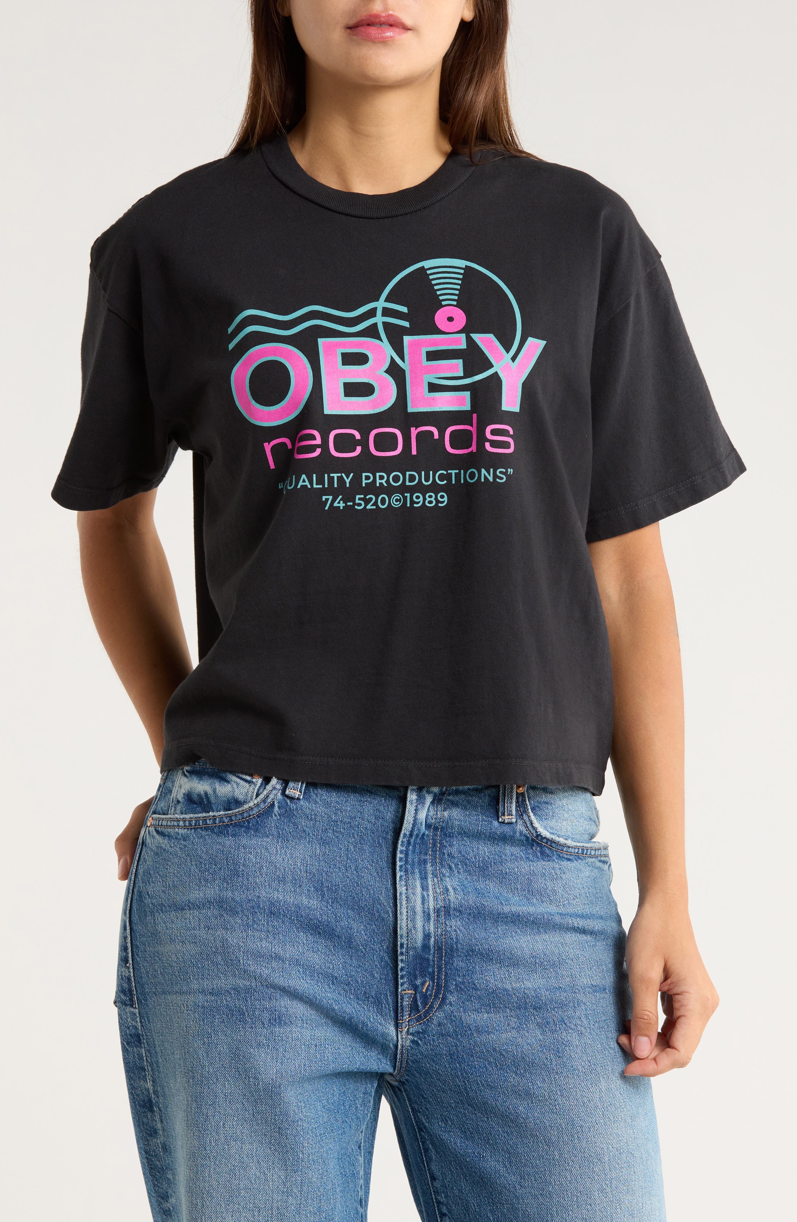 Obey Records Sound Waves Graphic T-Shirt