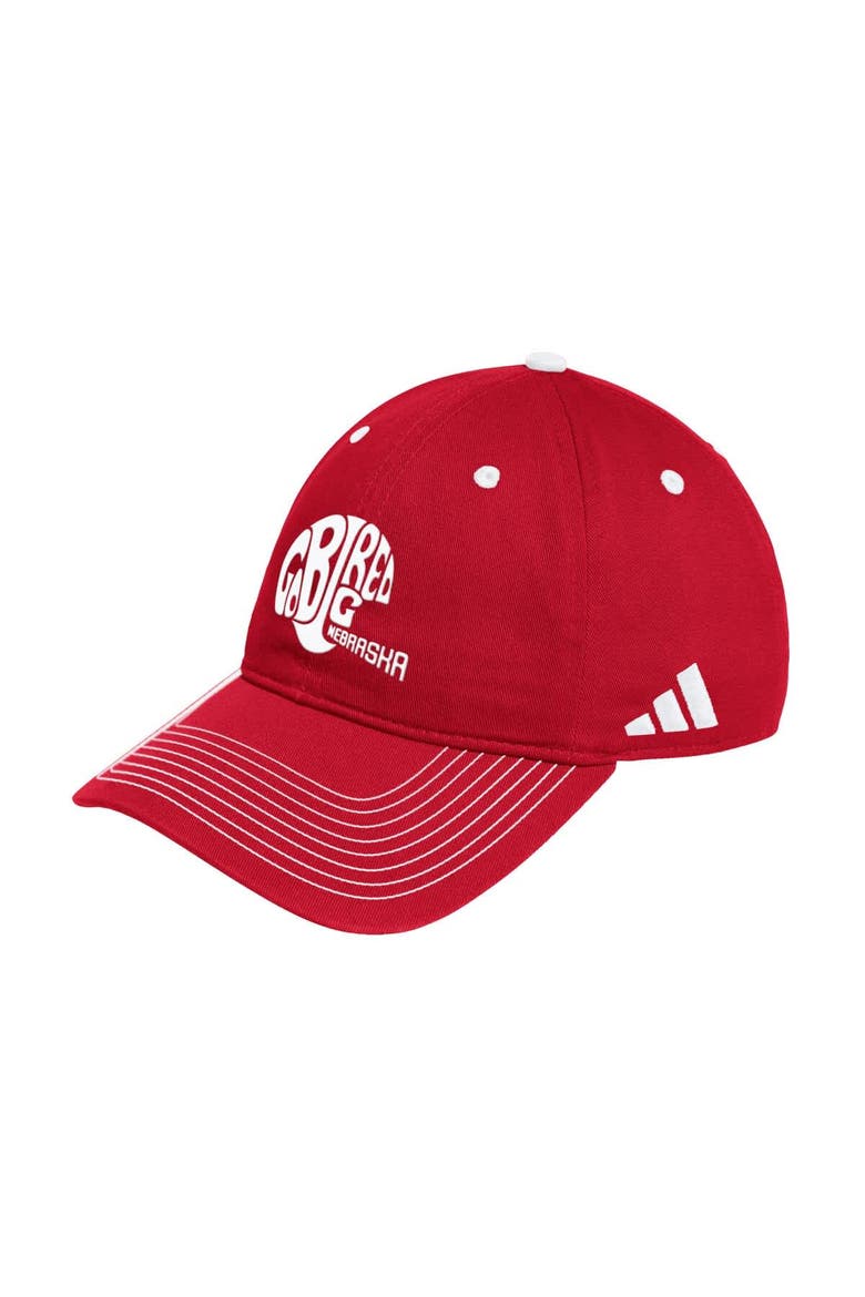 Men's adidas Scarlet Nebraska Huskers Slouch Adjustable Hat, Main, color, Scarlet