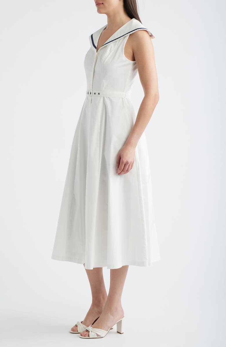 FREEMARKET Sailor Collar Cotton Midi Dress, Alternate, color, White