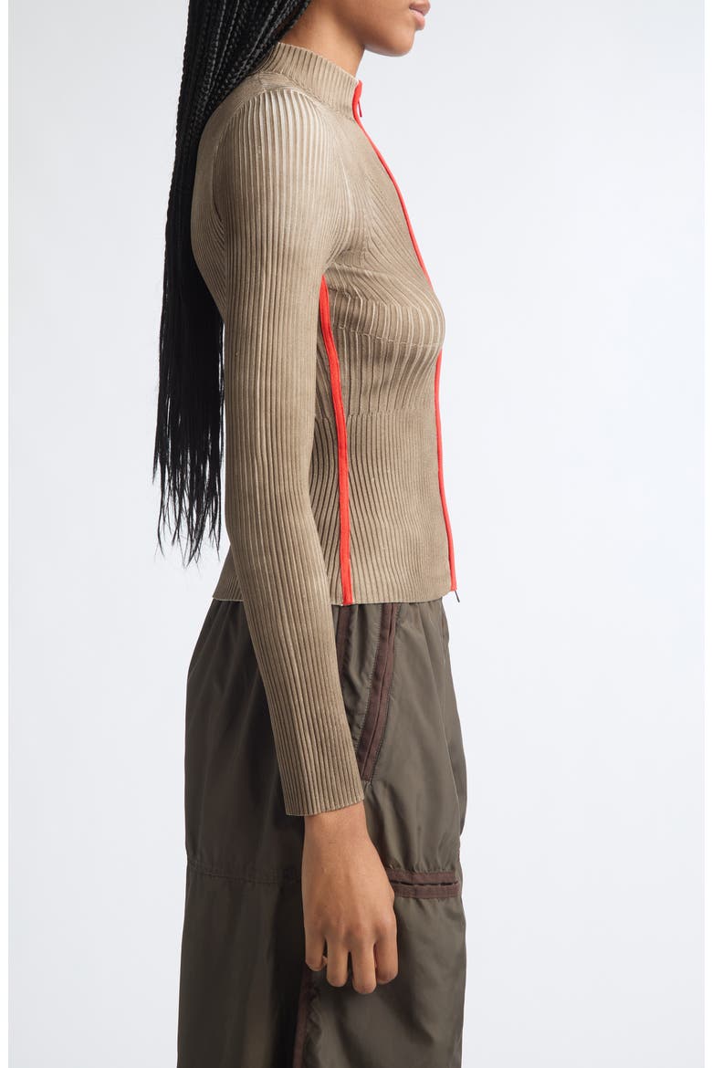 M-Sarma Zip Cardigan, Alternate, color, BROWN