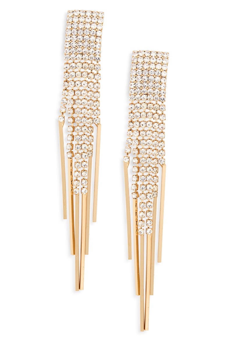 Cubic Zirconia Fringe Drop Earrings, Main, color, CLEAR- GOLD