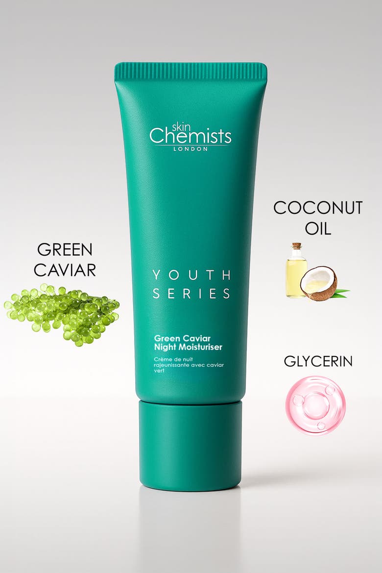 Youth Series Green Caviar Night Moisturiser 50ml for Anti-Aging, Brightening, Alternate, color, White