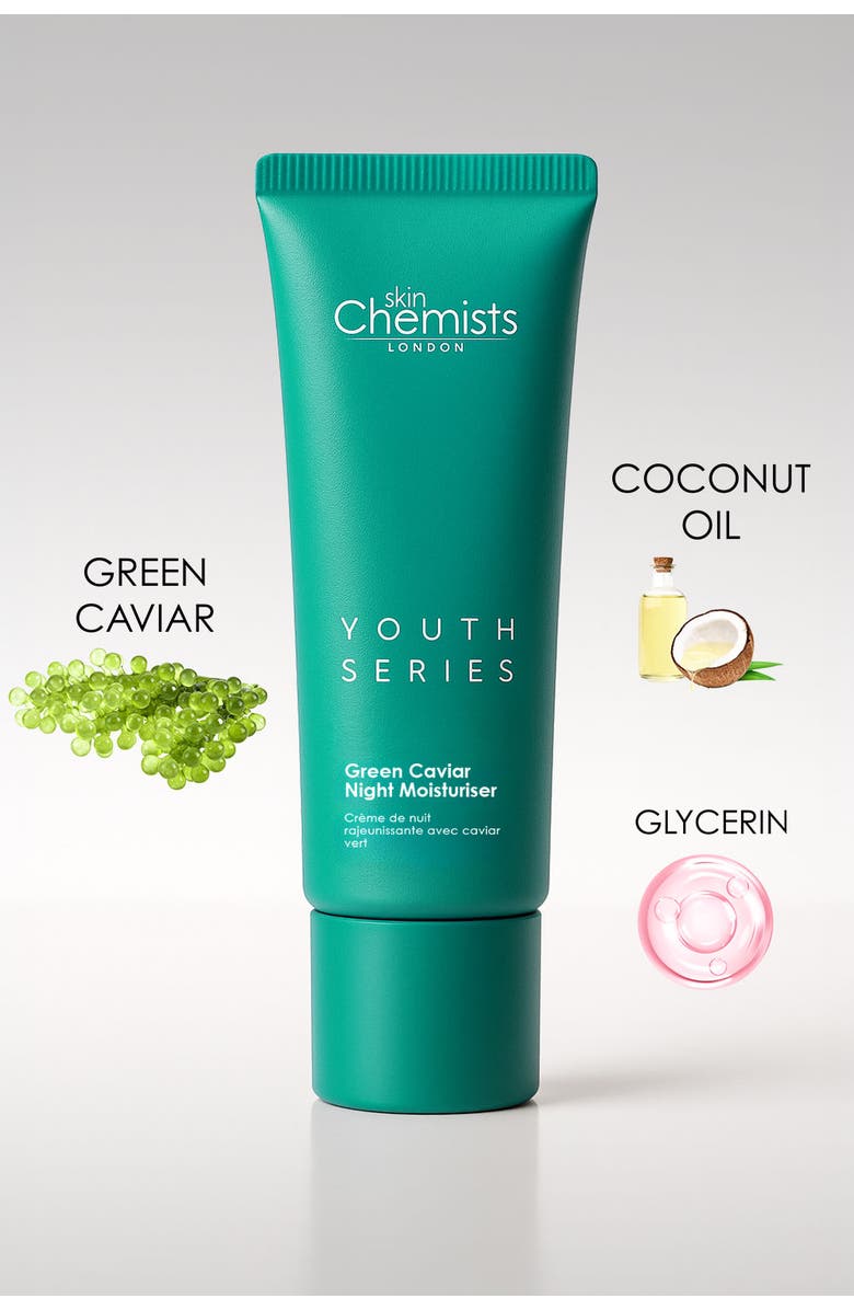SKINCHEMISTS Youth Series Green Caviar Night Moisturiser 50ml, Alternate, color, White