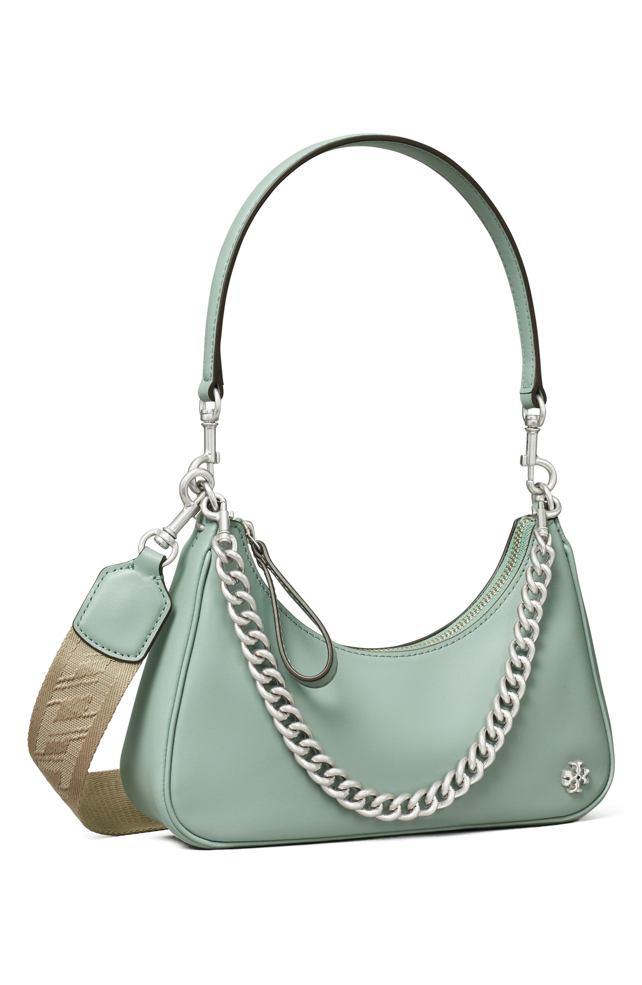 Tory Burch 151 Mercer Patent Small Crescent Bag, Alternate, color, 