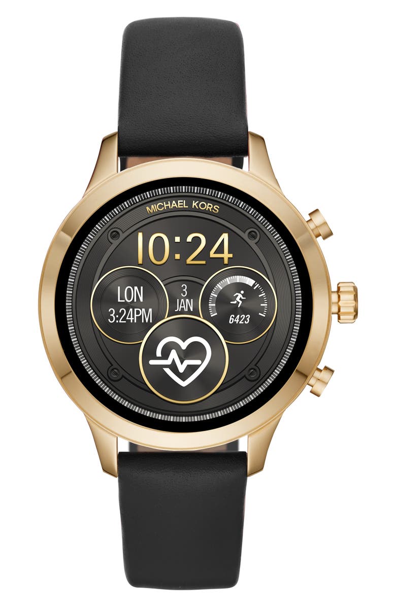 Michael Kors Runway Leather Watch Strap, Alternate, color, 