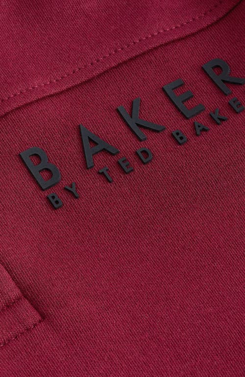 Baker By Ted Baker Kids' Long Sleeve Cotton Graphic Half Snap Polo In Red