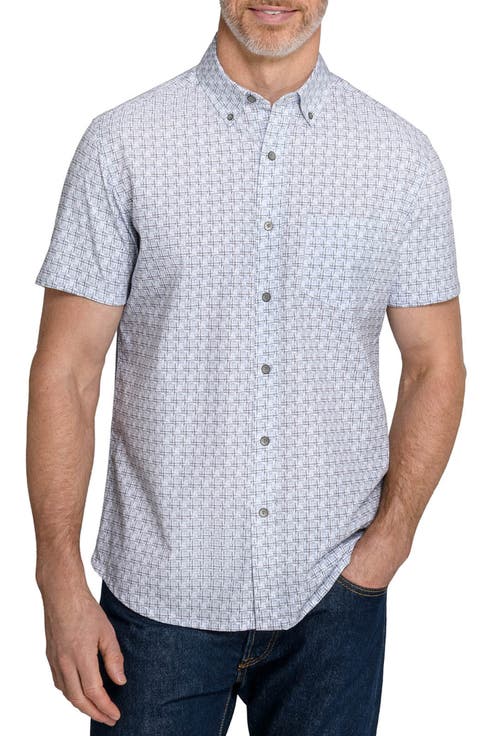 Faded Square Reworked Short Sleeve Button-Up Shirt