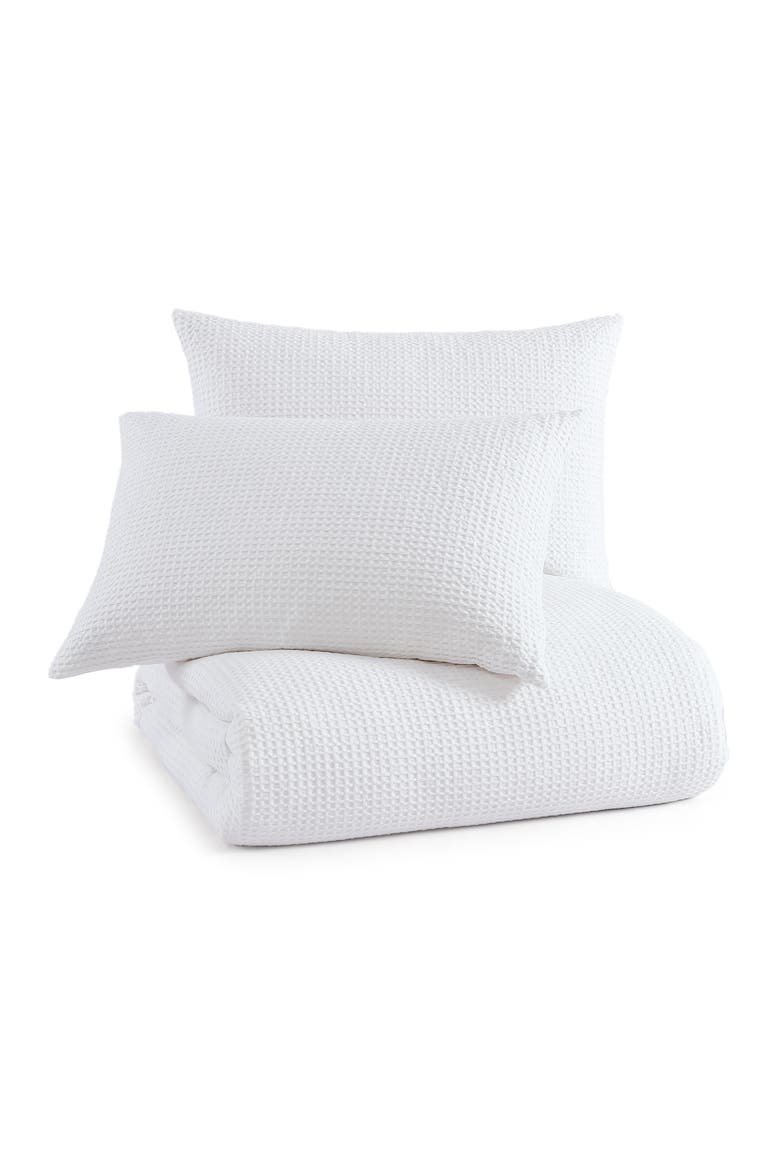 Modern Waffle Cotton Duvet & Sham Set, Alternate, color, WHITE