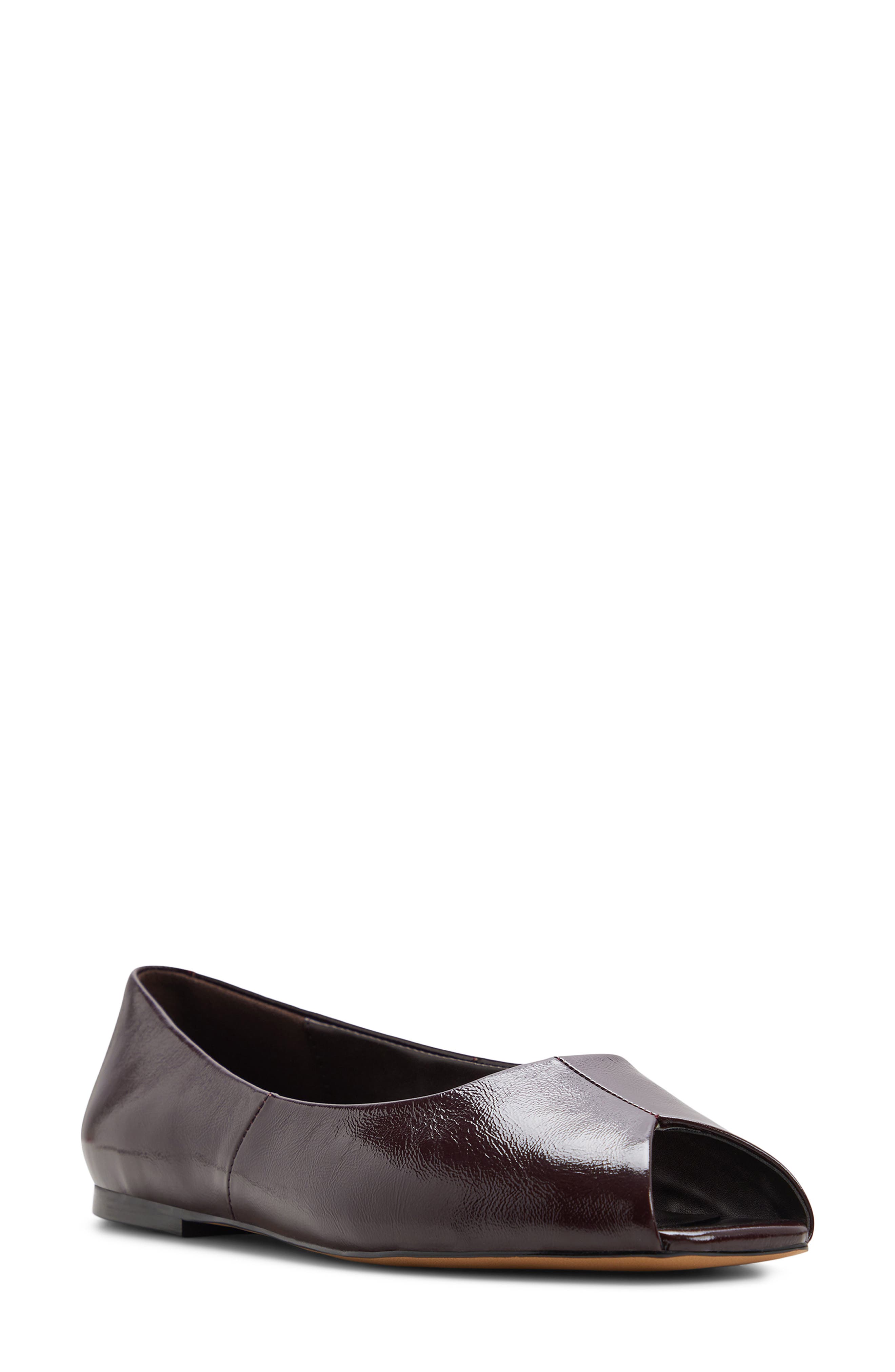Alieiki Peep Toe Flat, Main, color, BORDEAUX