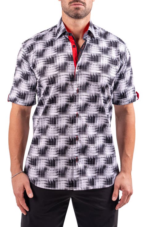 Galileo Resistance0317 White Short Sleeve Cotton Button-Up Shirt