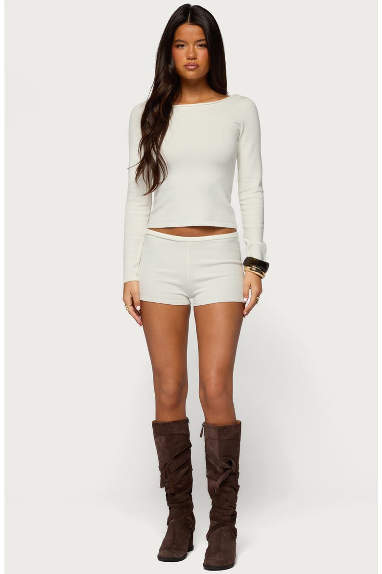 Arianna Knit Shorts, Alternate, color, CREAM
