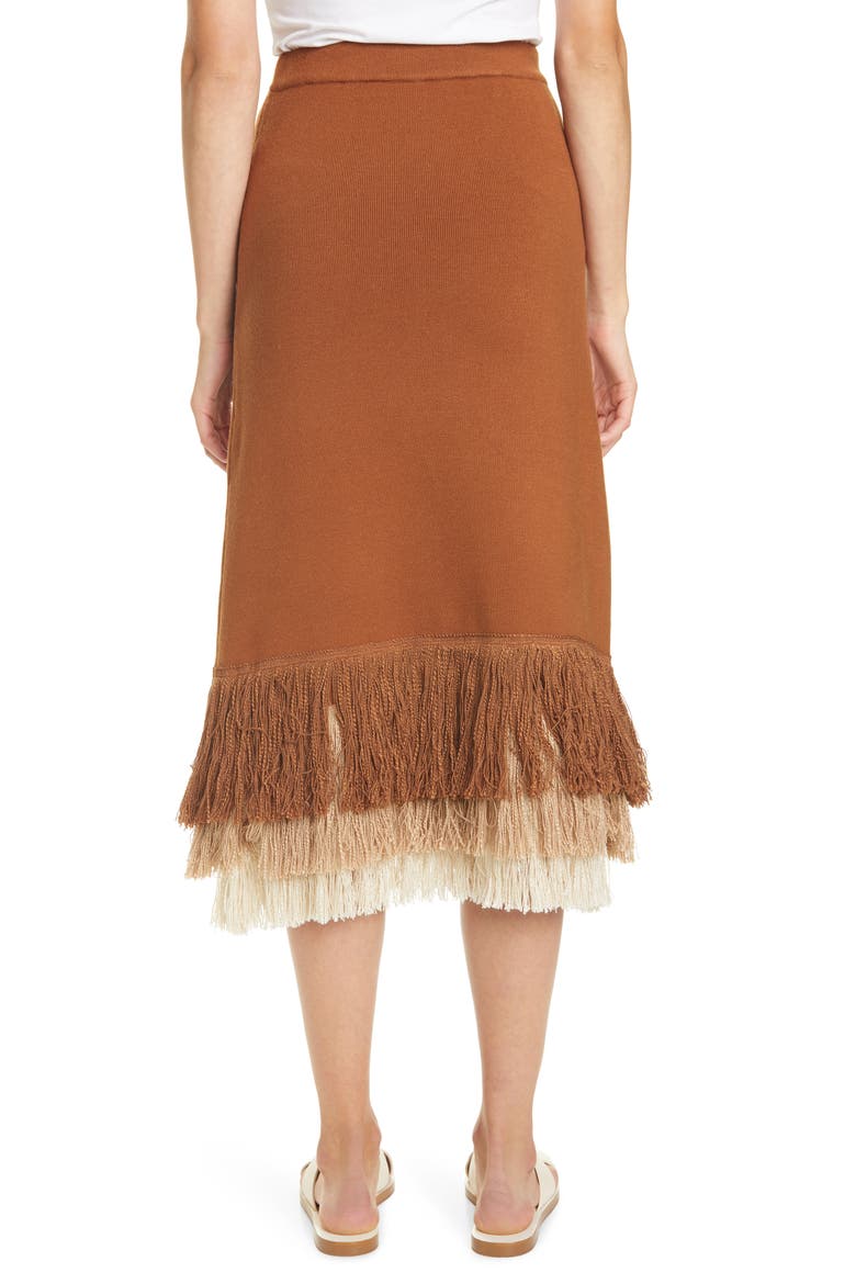 Nelly Fringe Hem Midi Skirt, Alternate, color, WHISKEY