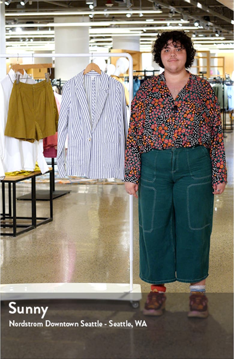 Stripe Linen Blend Blazer, sales video thumbnail