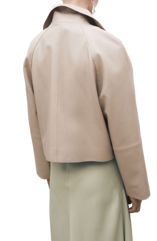 Mango Crop Leather Trench Coat In Ice Grey
