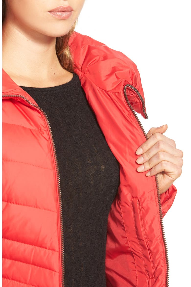 'Kirby' Chevron Quilted Pillow Collar Down & Feather Fill Coat, Alternate, color, RED