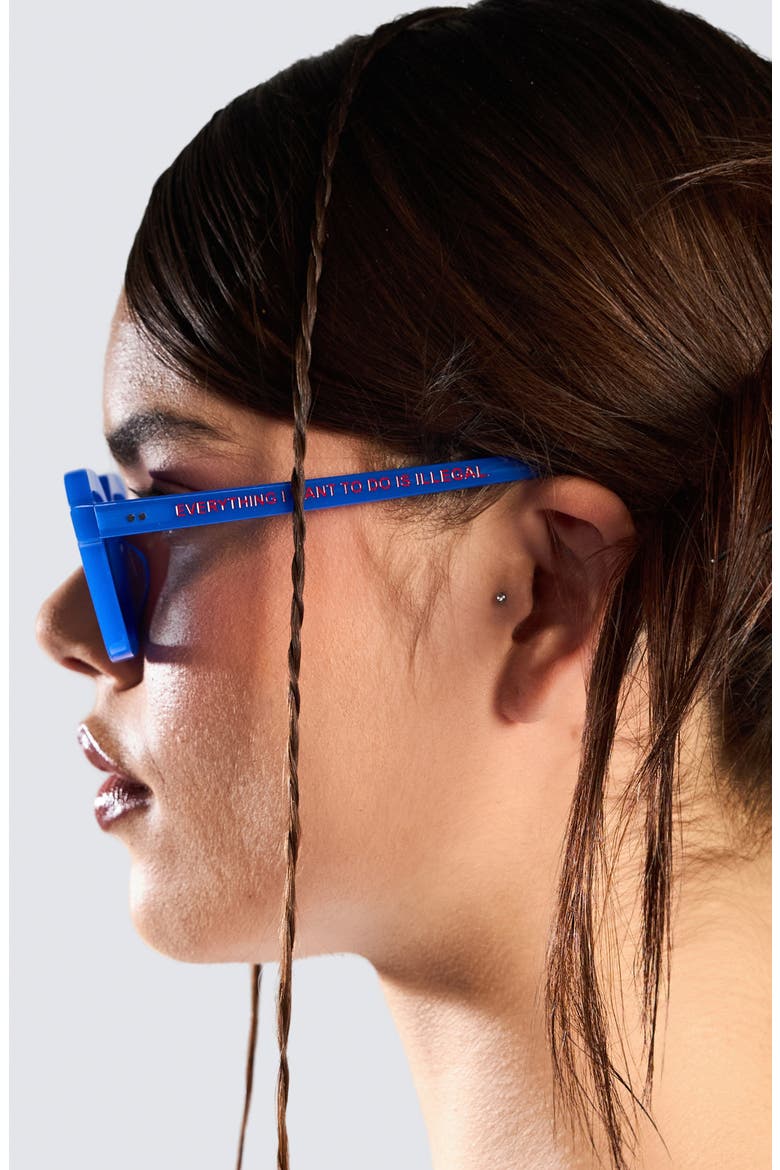 x Akila Era 46mm Small Rectangular Sunglasses, Alternate, color, BLUE