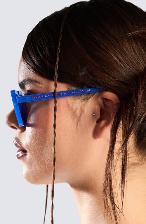 Pleasures X Akila Era 46mm Small Rectangular Sunglasses In Blue