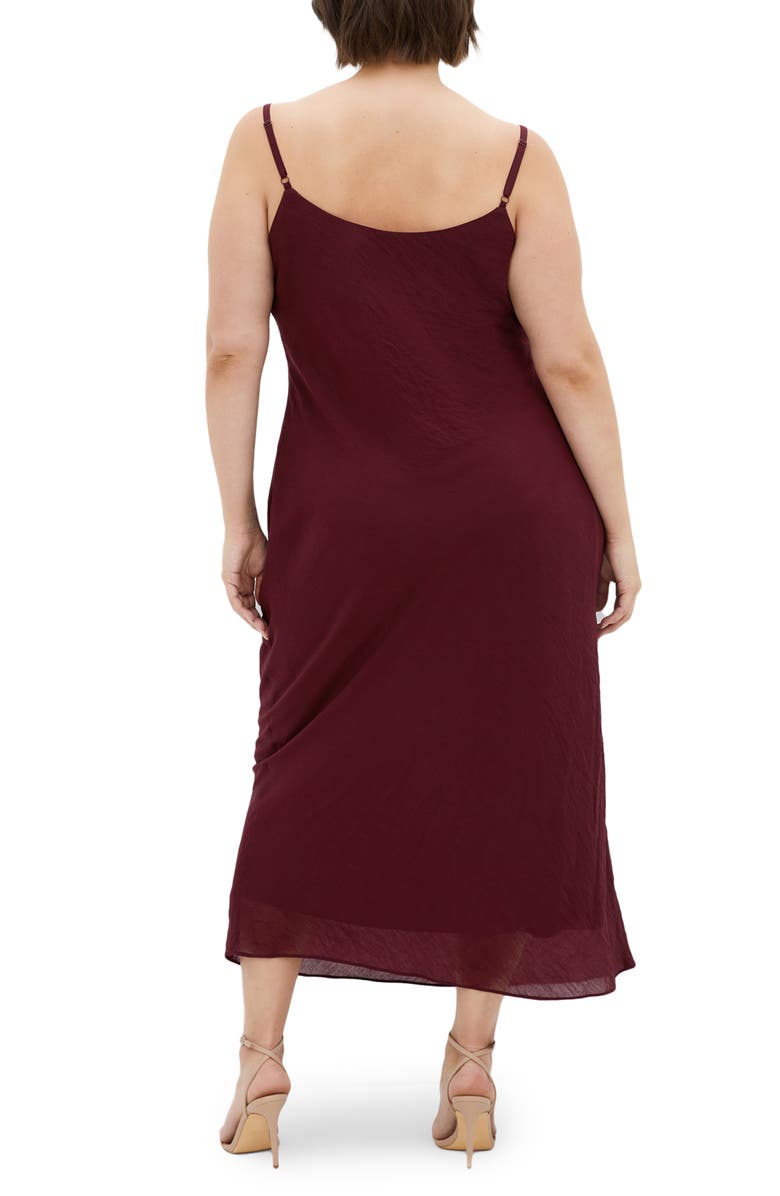 City Chic Kyra Crinkle Sateen Slipdress, Alternate, color, Dark Cherry