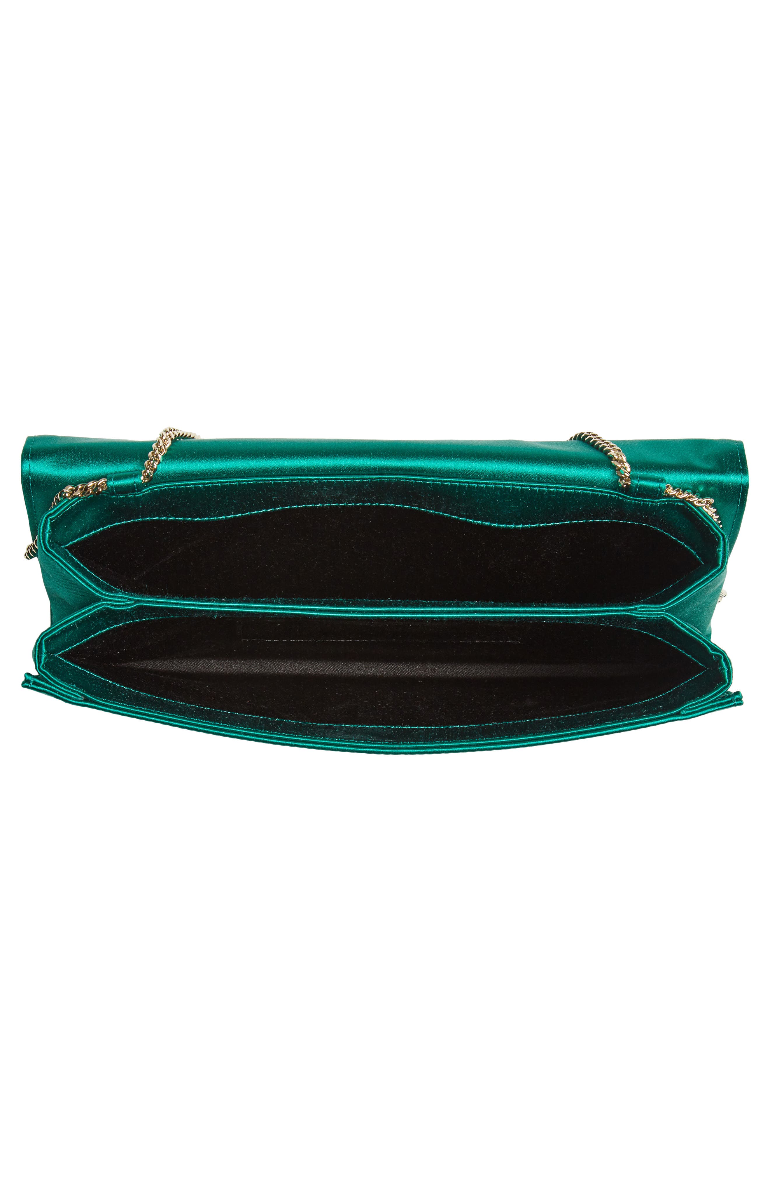 Flower Buckle Satin Clutch, Alternate, color, GRANITA