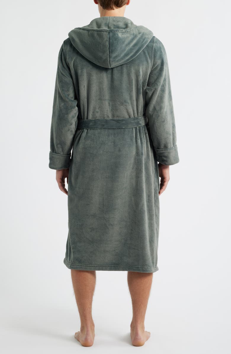 Nordstrom Fleece Hooded Robe, Alternate, color, Green Balsam