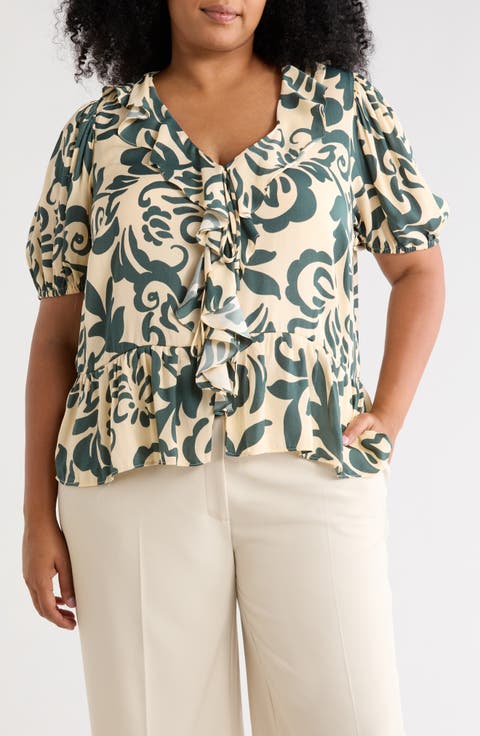 Ruffle Short Sleeve Peplum Top