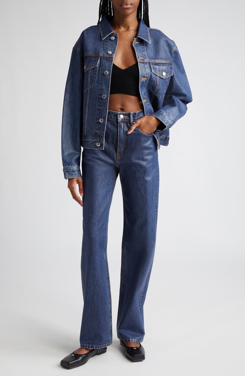 Alexander Wang Coated Denim Trucker Jacket, Alternate, color,