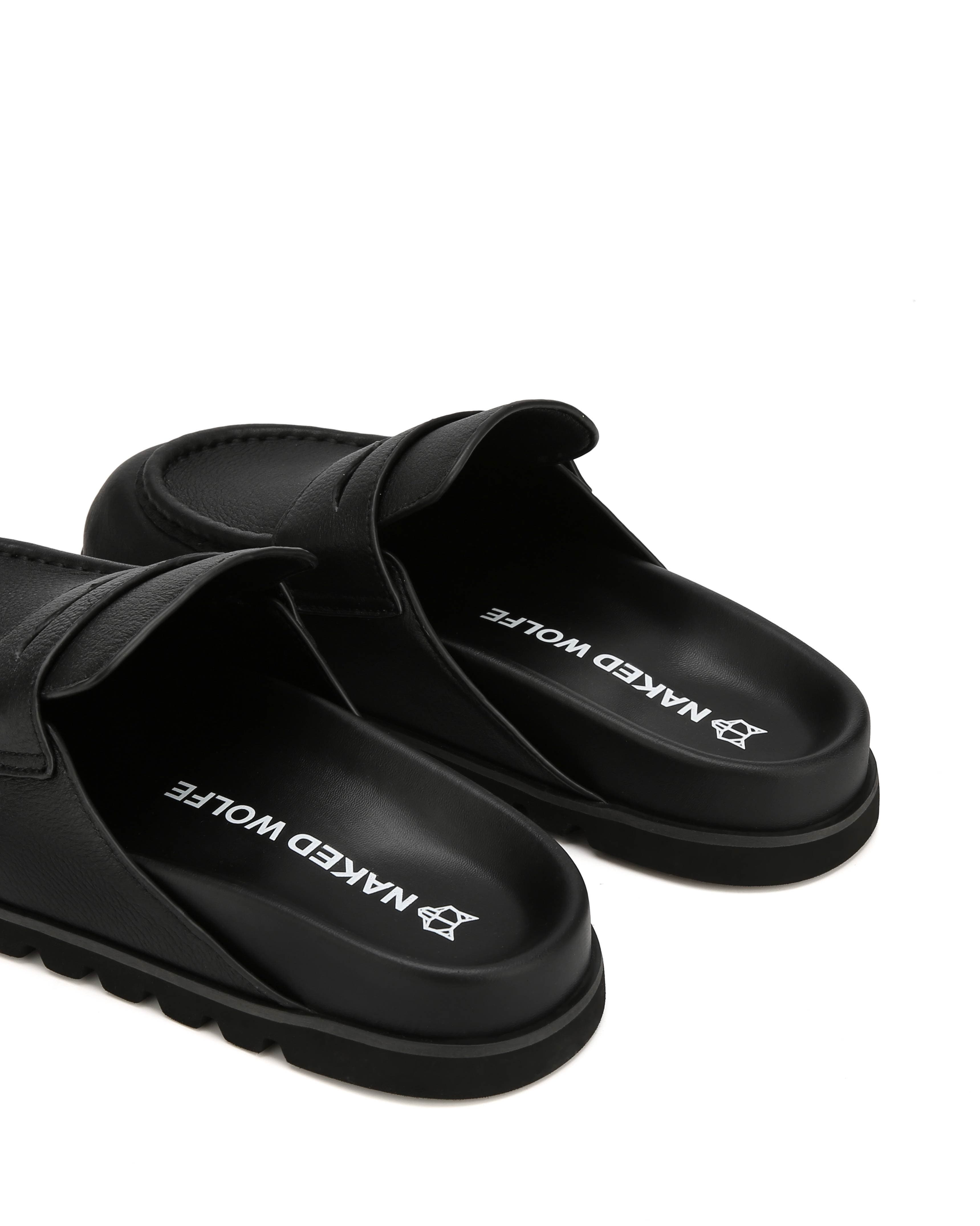 Naked Wolfe Cord Pebble Leather Slipper, Alternate, color, Black