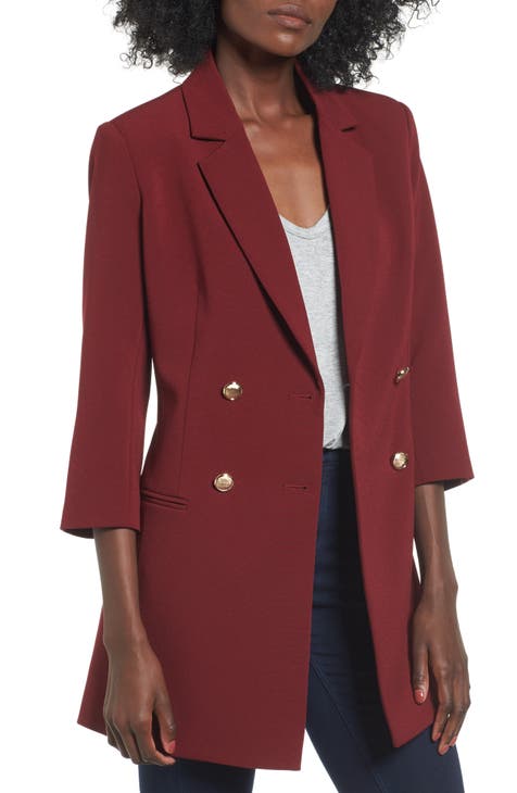 Nordstrom Double Breasted Elongated Peacoat Burgundy S New With Tags store