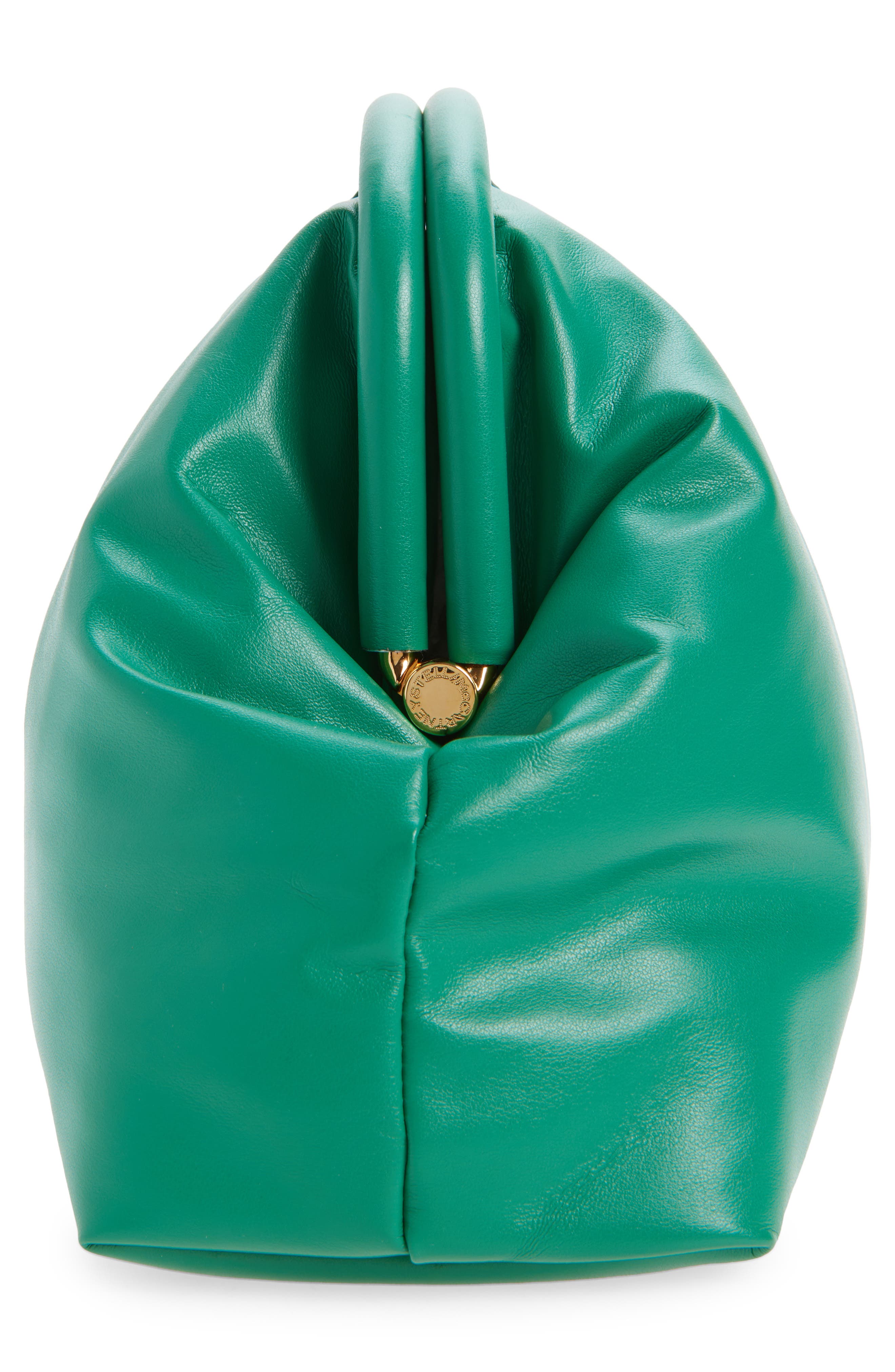 Stella McCartney Falabella Padded Faux Leather Clutch with Chain, Alternate, color, Bright Green