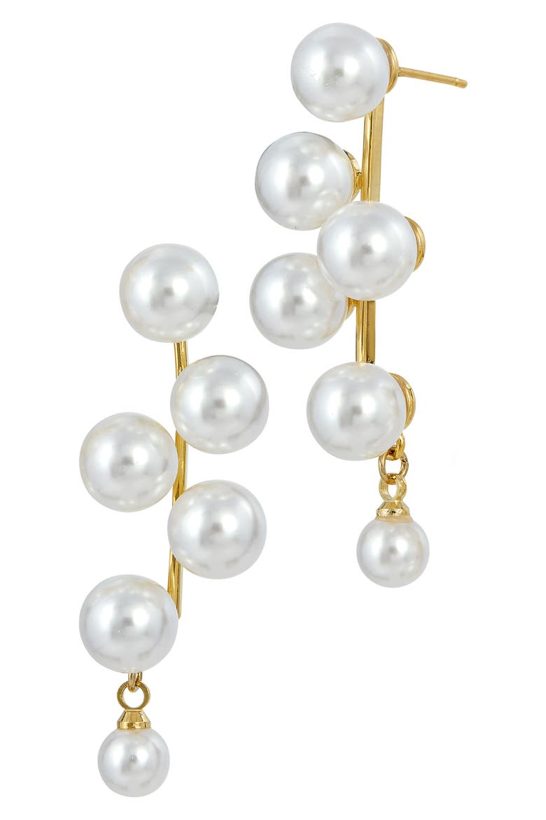 Bold Faux Pearl Drop Earrings, Main, color, YELLOW