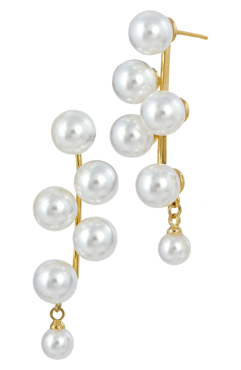 SAVVY CIE JEWELS Bold Faux Pearl Drop Earrings, Main, color, Yellow
