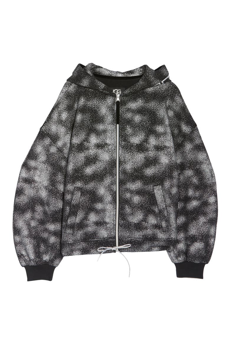 UGG Abbi Zip Up Hoodie, Alternate, color, BLACK METALLIC