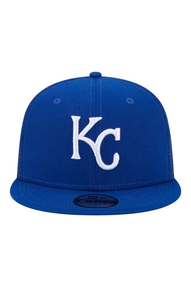 Youth New Era  Royal Kansas City Royals 9FIFTY Trucker Snapback Hat, Alternate, color, Royal