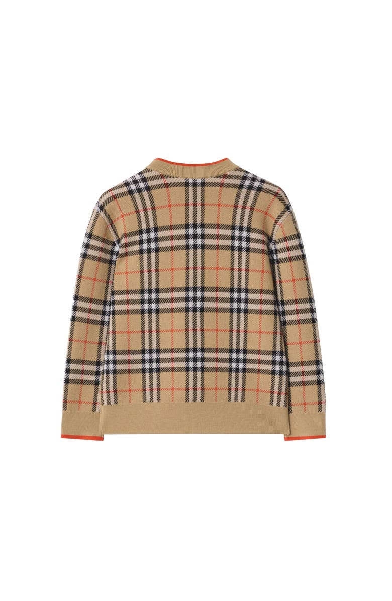 Burberry Check Wool Cardigan, Alternate, color, Sand Beige