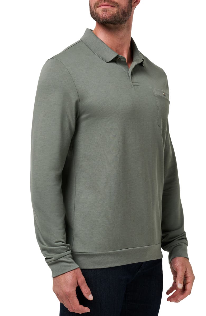 TravisMathew December First Long Sleeve Pocket Polo, Alternate, color, Dark Olive