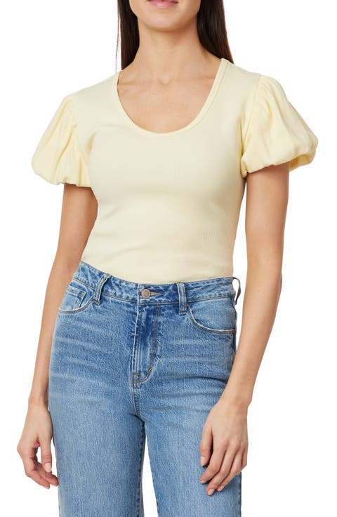 Bubble Sleeve Rib Top