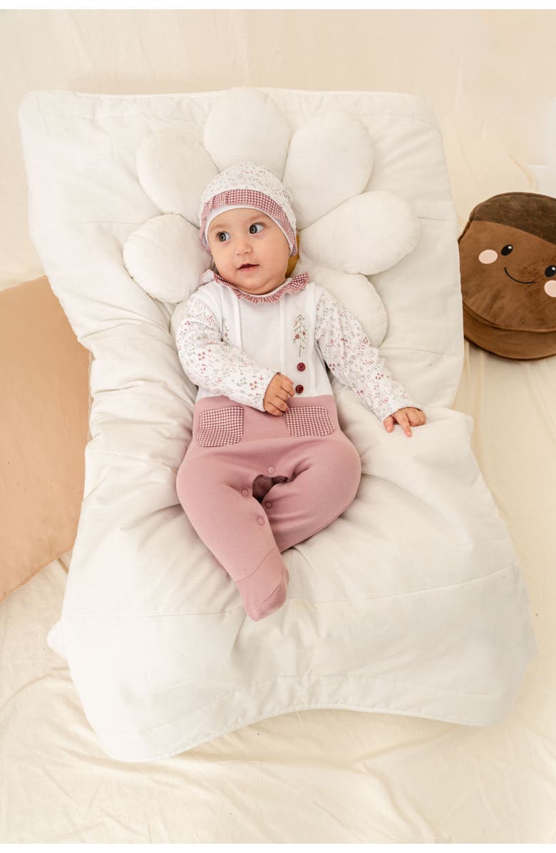 moi noi Gingham Flower One-Piece Set, Alternate, color, Pink