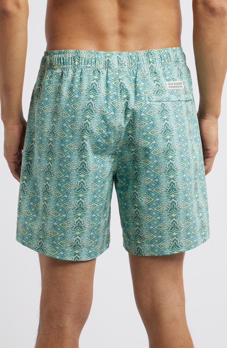 Fair Harbor The Bayberry Floral Swim Trunks, Alternate, color, Teal White Lotus Wl