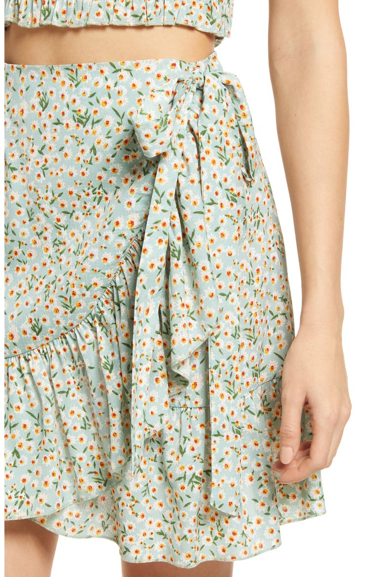 Flourishing Dreams High Waist Wrap Skirt, Alternate, color, MINT GREEN FLORAL PRINT