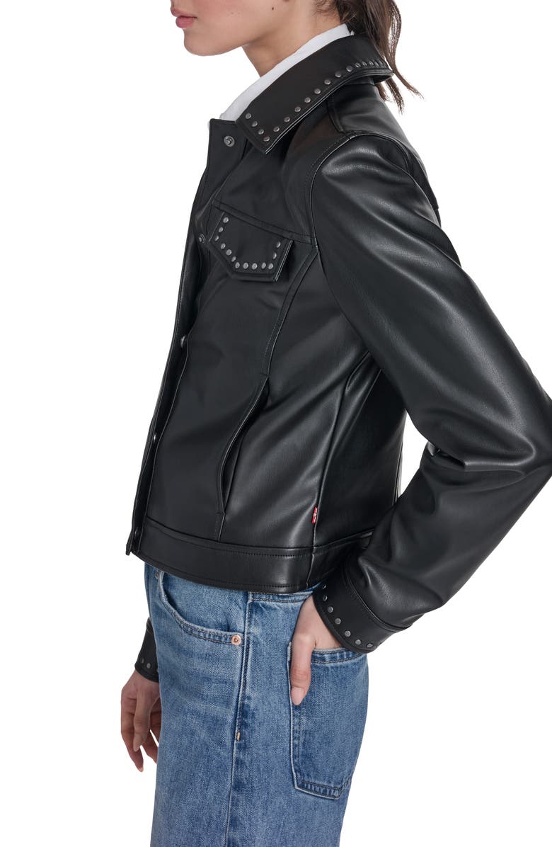 Levi's Studded Faux Leather Jacket, Alternate, color, Black