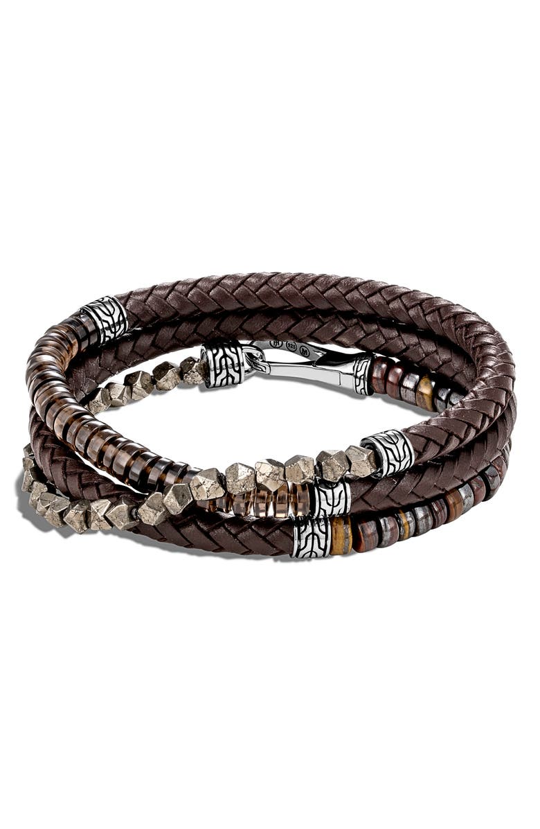 John Hardy Men's Classic Chain Triple Wrap Leather Bracelet, Alternate, color, 
