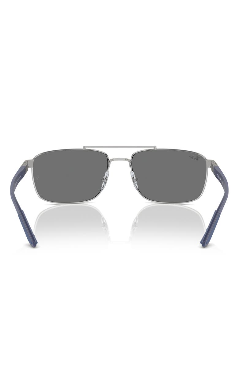 Ray-Ban 60mm Rectangular Sunglasses, Alternate, color, Silver